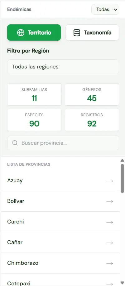 Selección de región