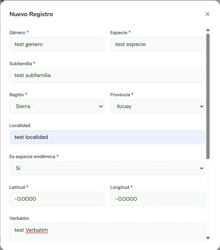 Formulario nuevo registro